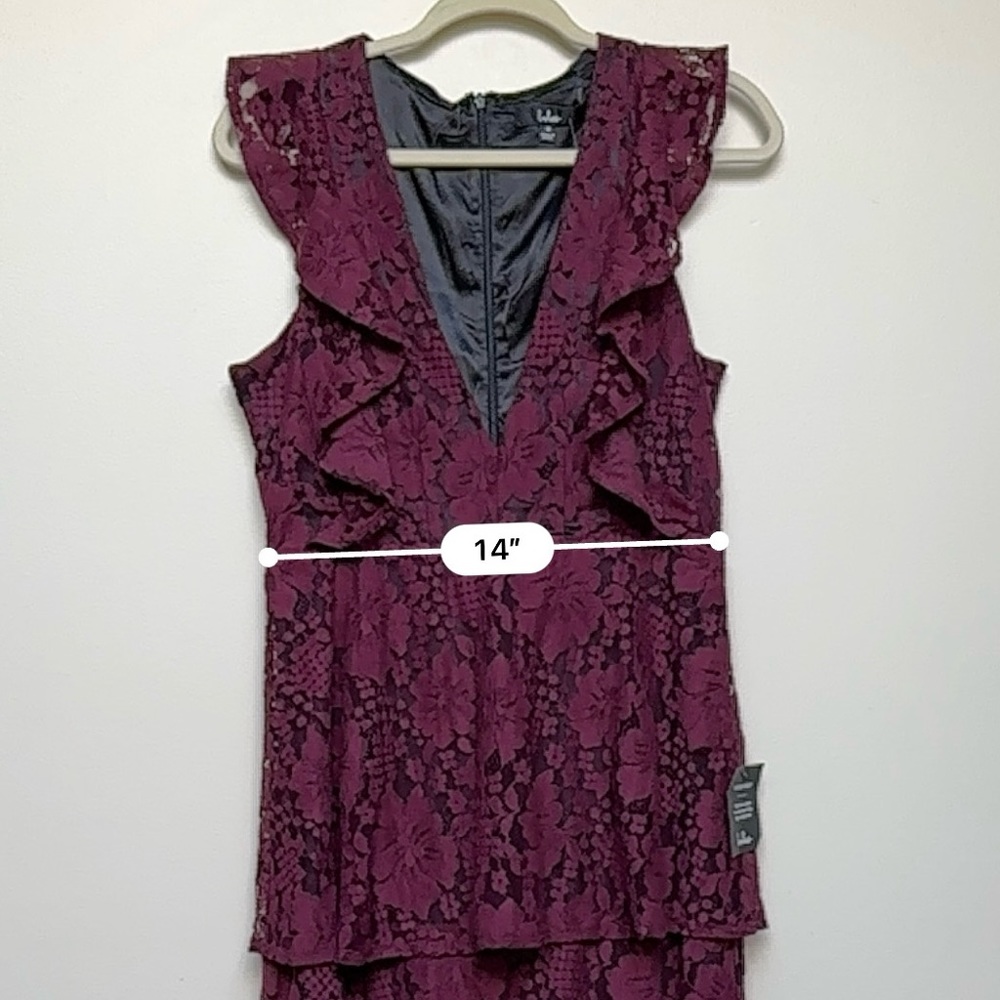 Lulu's Burgundy Lace Tiered Maxi Dress - Picture 13 of 14
